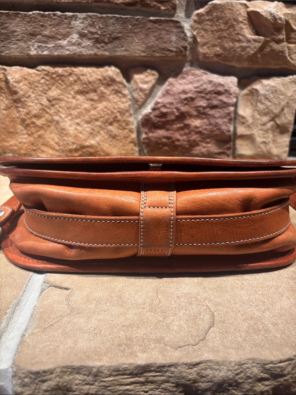 Sereno Vintage Tooled Leather Crossbody Bag in Caramel with Floral Design - Picture 13 of 13